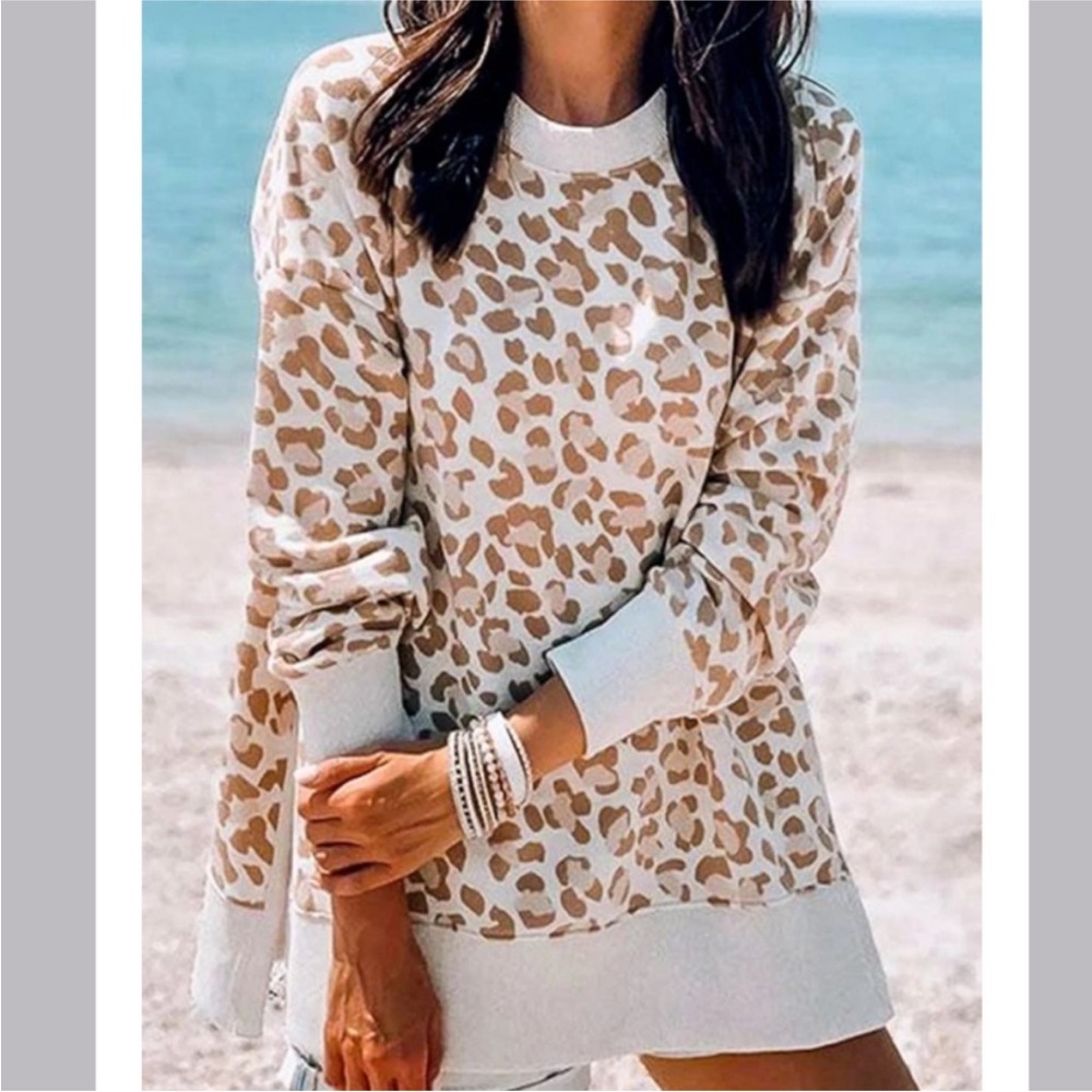 Aerie Leopard Print Oversized Sweatshirt